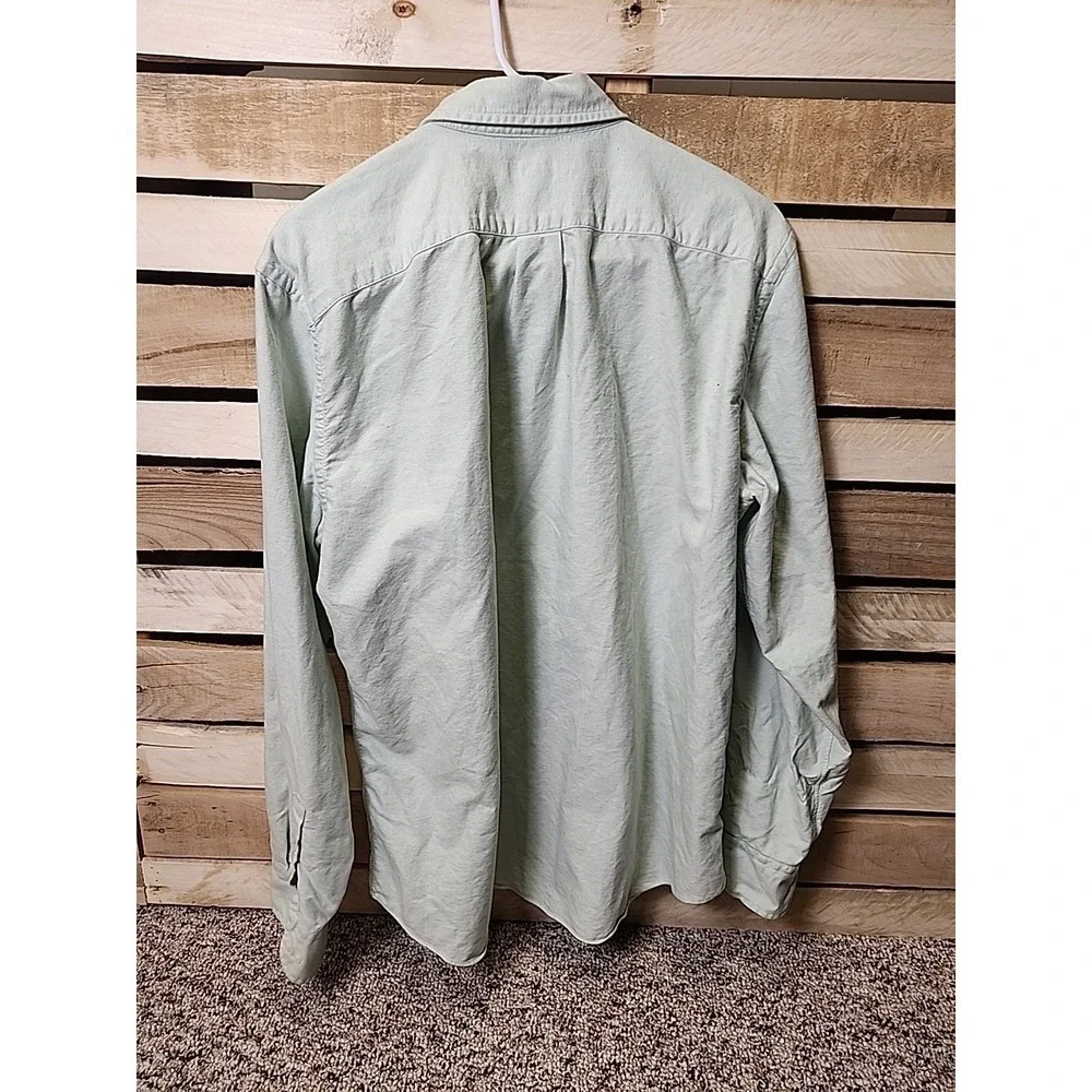 J. CREW 100% Cotton Long Sleeved Button Down Shirt SZ LARGE Lt. Green